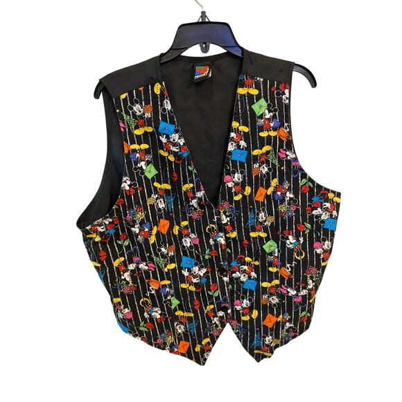 Mickey & Minnie Mouse In Paris Ladies Vest Blk Multi Full Back Novelty USA 18W - Picture 1 of 6